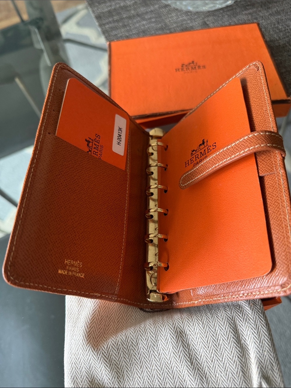 Hermès Brown Leather Ring Agenda Organizer with Gold Hardware